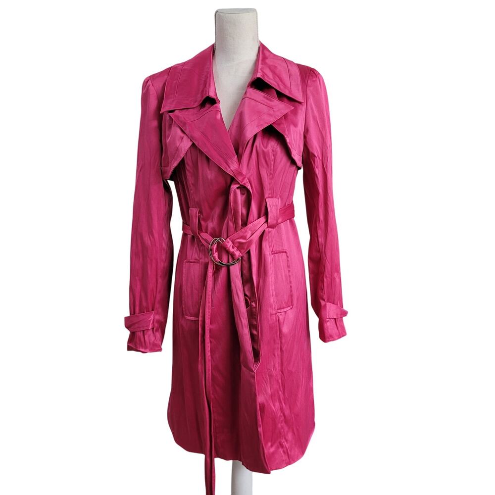 Vintage hot pink satin trench coat buckle NY Collection bratz barbie